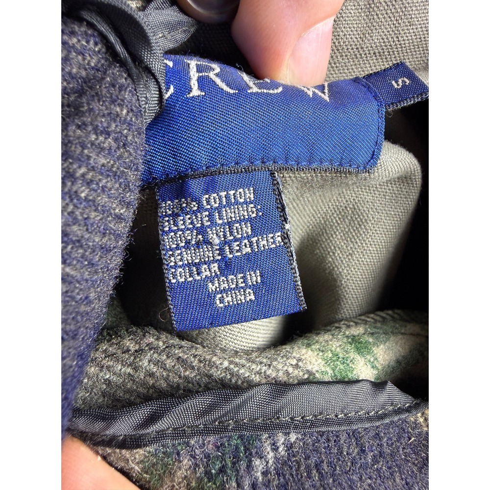J.Crew Mens Barn Jacket Olive Green Canvas Plaid Lined Field Coat S - Picture 10 of 12